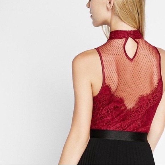 Express small maroon lace bodysuit - Picture 2 of 6